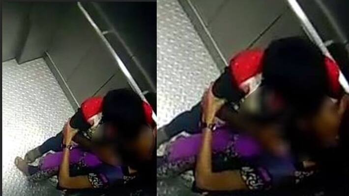 Hyderabad Couple caught kissing on camera in metro rail lift video goes viral Hyderabad Couple caught kissing on camera in metro rail lift video goes viral