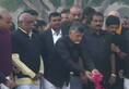 Chandra Babu Naidu observing daylong strike in Delhi with supporter to give special status state