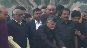 Chandra Babu Naidu observing daylong strike in Delhi with supporter to give special status state