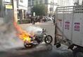suddenly bike caught fire, no causality in jaipur
