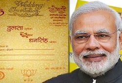 In bhopal by wedding card man appeal guests to vote for modi in 2019 lok sabha election