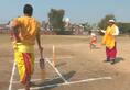 batting bowling fielding by wearing dhoti
