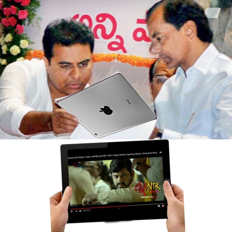 'ఈని గురించి ముందుగాల్నే చెప్పిన కదరా' అంటూ ట్రైలర్ చూసి కేసీఆర్ కేటీఆర్ కి చెబుతున్నట్లు క్యాప్షన్ ఇచ్చారు.