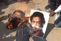 in prayagraj people burn pakistan prime minister imran khan's  posters