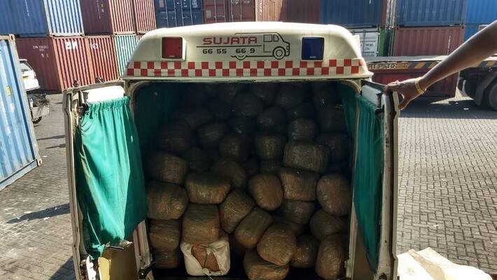 DRI seized cannabis worth Rs 2,71,95,000 from an ambulance in Visakhapatnam. DRI seized cannabis worth Rs 2,71,95,000 from an ambulance in Visakhapatnam.