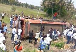 Bengal tourist bus tumbles in Maddur; 30 injured