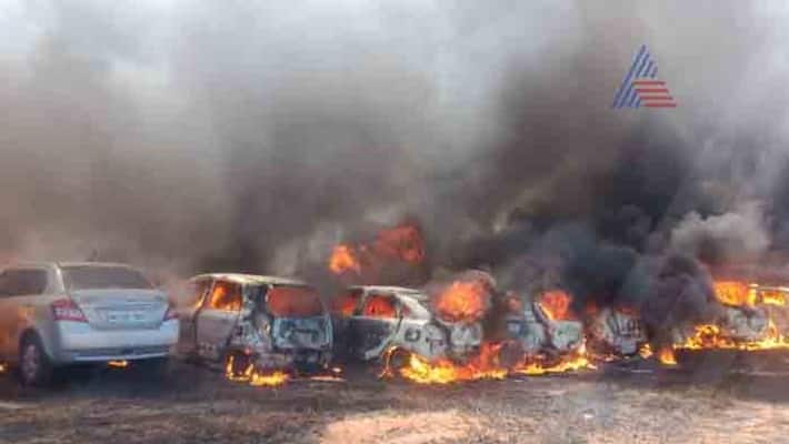 Aero India car parking fire Home minster MB patil delivered insurance check Aero India car parking fire Home minster MB patil delivered insurance check