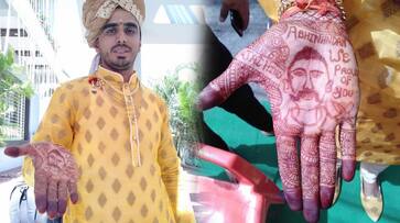 one indore groom made photo of wing commander abhinandan in his hands