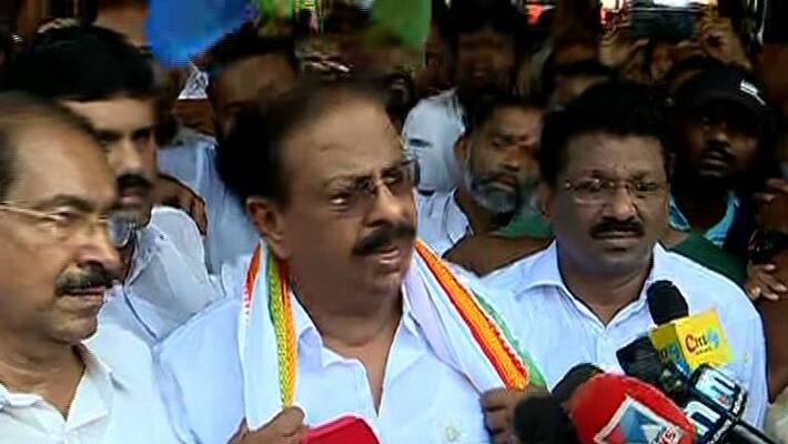 big reception for k sudhakaran in kannur railway station big reception for k sudhakaran in kannur railway station