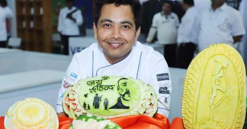 Chef Jitender Singh decided to pay a tribute to Wing Commander Abhinandan Varthaman while competing against four other chefs in the category of Fruit and Vegetable Carving at Culinary Art India.