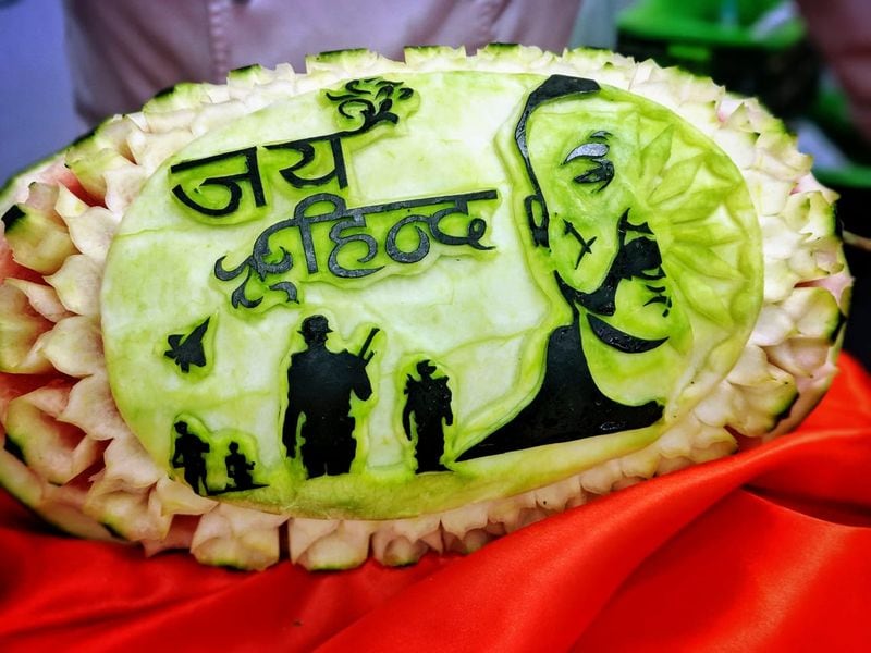 Chef Jitender carved out the face of Indian Air Force Wing Commander Abhinandan Varthaman on a watermelon as a tribute to his heroism.