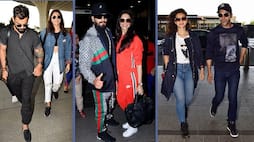 Deepika Padukone Ranveer Singh Virat Kohli Anushka Sharma couples airport look