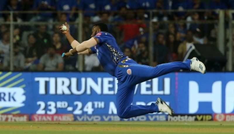 Kieron Pollard took a superb catch to dismiss Delhi captain Shreyas Iyer (16) but the big West Indian failed to make a big impact with the bat. He was out for 21