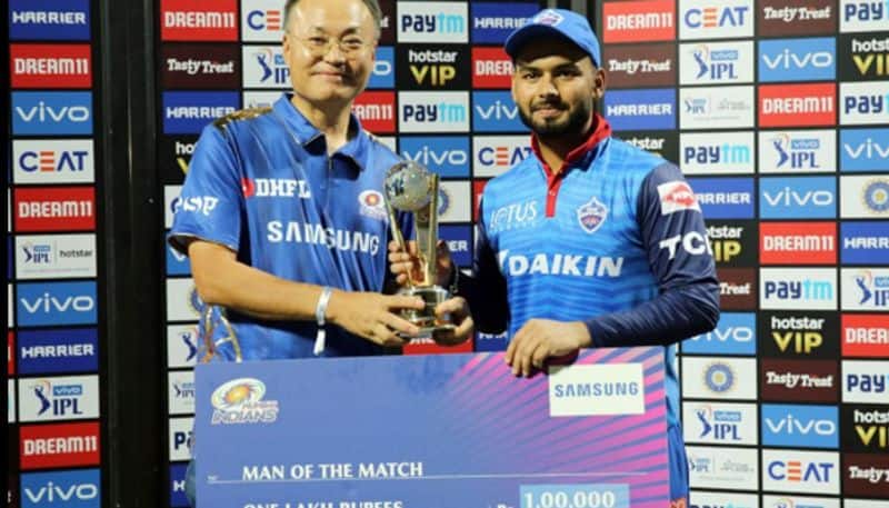 Pant won the Man-of-the-match award for his superb batting. While Pant alone hit seven sixes, Mumbai's entire innings had six hits over the fence.