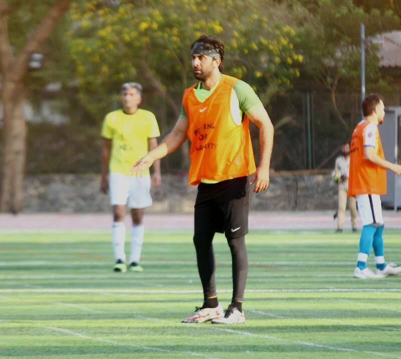 The Brahmastra star wore vest by charitable trust Playing for Humanity, a Worldwide Entertainment initiative for All Stars Football Club.