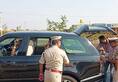 Election officials check Kumaraswamy's SUV in Haasan