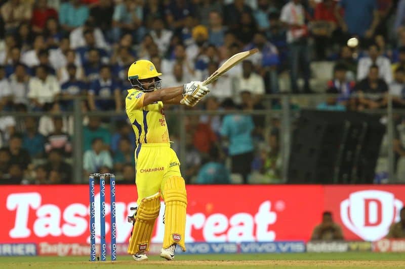 CSK lost Suresh Raina after 15 balls to debutant paceman Jason Behrendorff, with Pollard impressing the crowd with a one handed catch. Dhoni and Jadhav scored a total of 54 runs together until Dhoni was dismissed by Hardik.