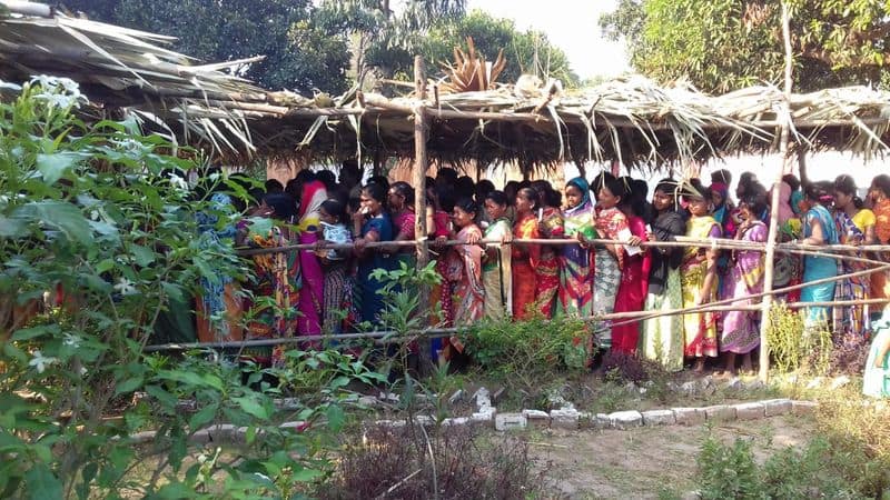 Naxals have put up barriers to stop people and government officials from reaching the polling stations but it hasnt stopped the people from voting since today morning.