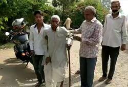 Senior citizen going to vote in muzaffarnagar