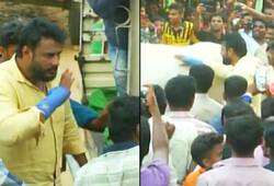 Actor Darshan calms raging bull during poll campaign in Maddur