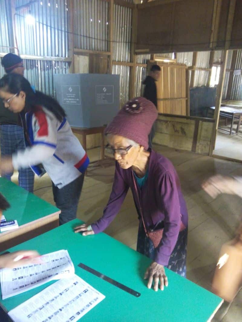 At the Venghnuai polling station within Aizawl South - II assembly segment, voters, including many senior citizens, were seen queuing outside the booth.