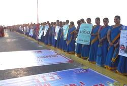 Over 3,000 people form human chain on Pamban Road Bridge, call for 100% voting