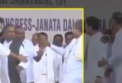 Rahul Gandhi rally Chitradurga Dalit leader H Anjaneya pushed by Siddaramaiah