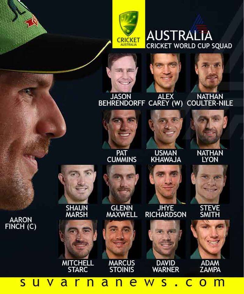 Cricket Australia names its squad for the Cricket World Cup