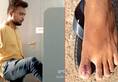 Inspiring India vote Differently abled Hyderabad man votes  foot gets toe inked