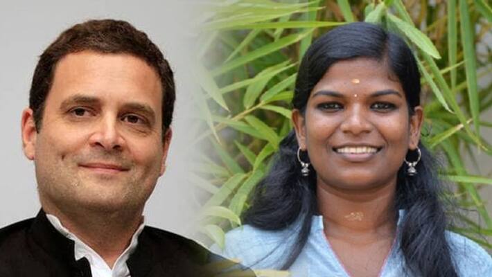 RahulGandhi meet Sreedhanya Suresh in wayanad RahulGandhi meet Sreedhanya Suresh in wayanad