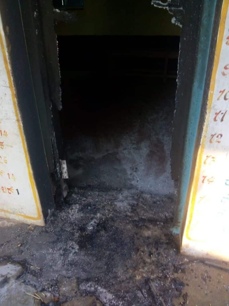 Miscreants have set poll booth 94 at Locharupalli in Srinivaspura Taluk in Kolar on fire.