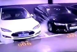 Viral Video: Tesla car exploding in Shanghai