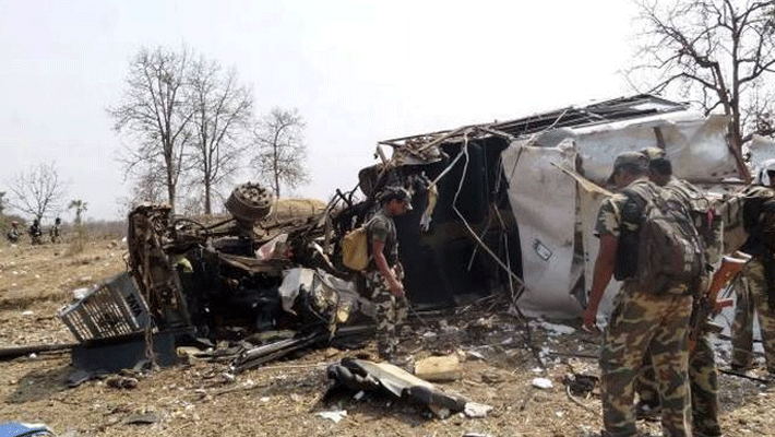 Naxals blow up police vehicle in IED attack Naxals blow up police vehicle in IED attack