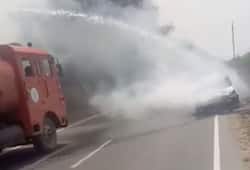 Car caught fire in sonipat, driver safe