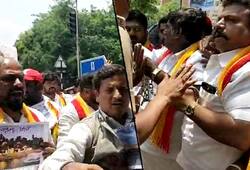 Upset over Kumaraswamy stay in resort Kannada activists try laying siege Vidhana  Soudha