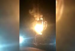Transformer caught fire burnt completely