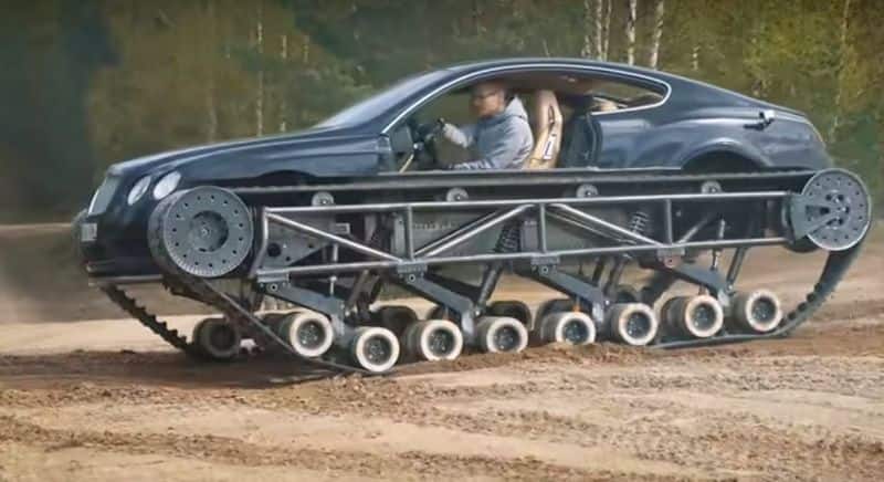 Bentley Continental GT Modified Into A Tank with chain tyre