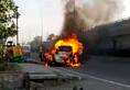 Car caught fire in panipat haryana