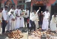 Seeking Nikhil Kumaraswamy's victory; party workers perform special pooja, break 101 coconuts