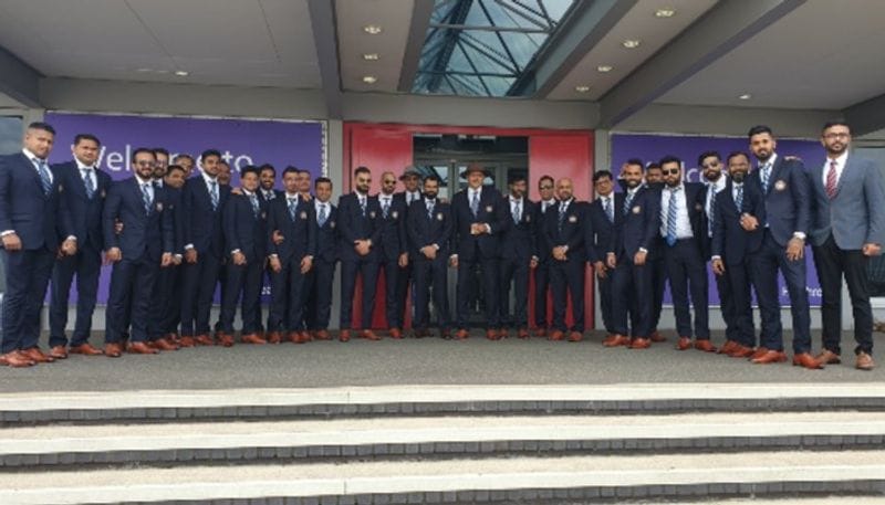 The Indian cricket team poses for a picture after landing in London on Wednesday (May 22). India will play their first match in the ICC World Cup 2019 on June 5 against South Africa.