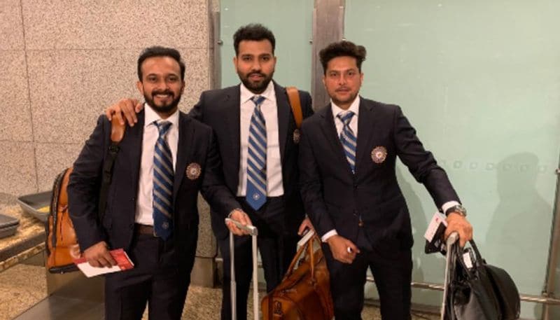 Kedar Jadhav, Rohit Sharma and Kuldeep Yadav photographed in Mumbai on Tuesday (May 21).