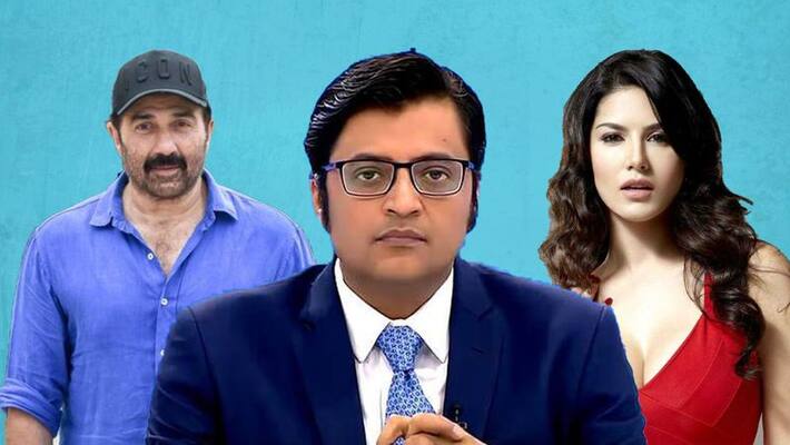 Arnab Goswami accidentally refers Sunny Leone name instead Sunny Deol In Lok Sabha Election Results 2019 Arnab Goswami accidentally refers Sunny Leone name instead Sunny Deol In Lok Sabha Election Results 2019