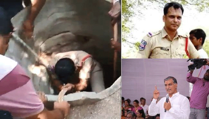 ex minister harish rao praises CI srujan reddy, who saves two life in karim nagar ex minister harish rao praises CI srujan reddy, who saves two life in karim nagar