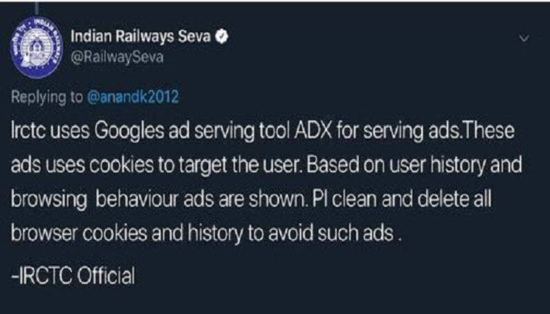 IRCTC Bitter Reply To A Man Complaining About Obscene Ads