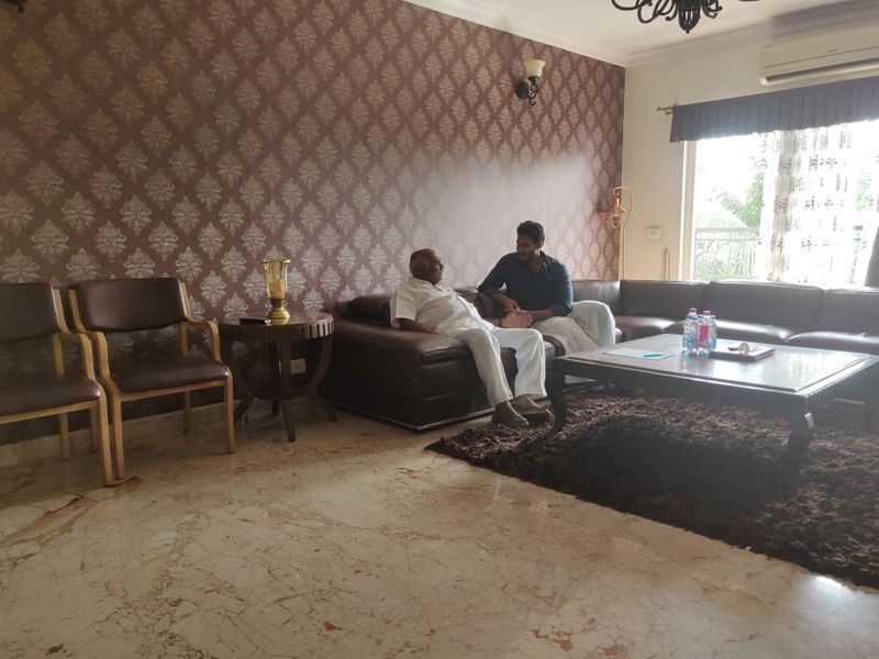 Nikhi Kumaraswamy meets JD(S) state president H Vishwanath at Bengaluru residence