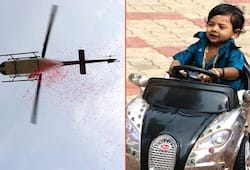 tamil nadu helicopter showers rose petals 1 year old baby businessman celebrates son birthday