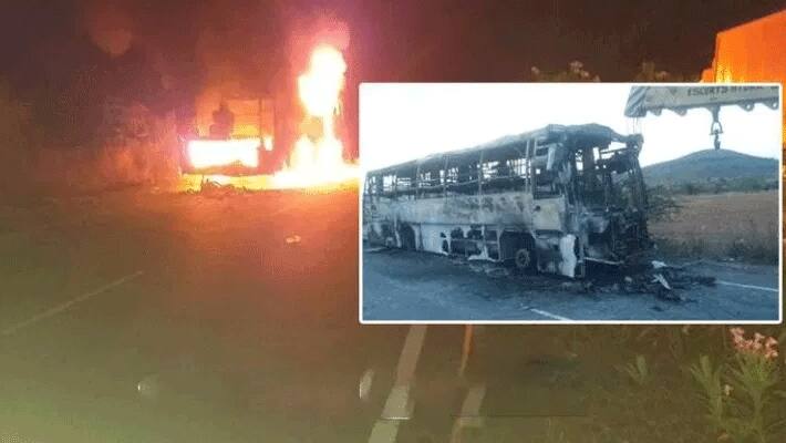 Narrow escape for passengers as bus fire