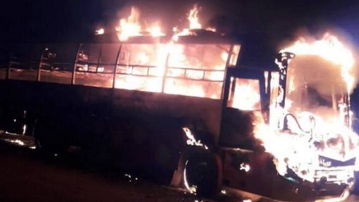 Narrow escape for passengers as bus fire