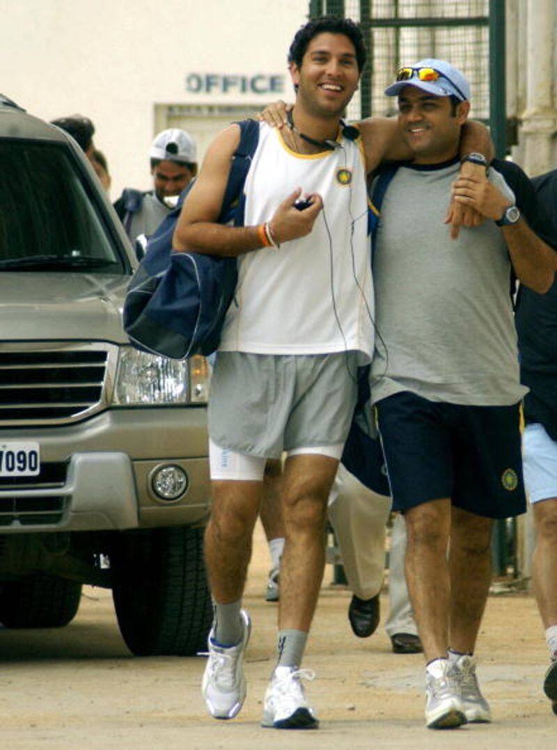 Yuvraj with his friend and India opener Virender Sehwag