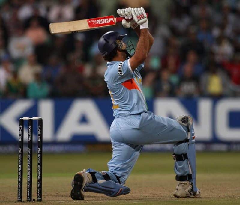 Yuvraj hits his record sixth six in Stuart Broad over in India-England World T20 2007 match in Durban, South Africa